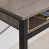 HOMCOM Industrial Computer Desk with Drawer and Open Shelves, Writing Table with Hutch for Home Office, Grey(m-9)