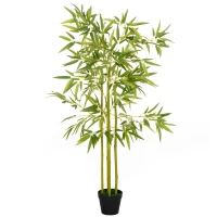 HOMCOM 5FT Artificial Bamboo Tree Faux Decorative Plant in Nursery Pot for Indoor Décor(m-2)