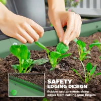 Outsunny 7' x 3' x 1' Raised Garden Bed Set, 2PCS Raised Beds for Gardening with Metal Plant Stakes, Green(m-6)