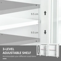 HOMCOM Sideboard, Buffet Cabinet with 4 Tempered Glass Doors, Arc Pattern and Adjustable Storage Shelf, Credenza, White(m-5)