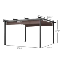 Outsunny 13' x 13' Aluminum Retractable Pergola Canopy, Outdoor Pergola for Garden, Patio, Backyard, Deck, Brown(m-3)