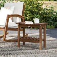 Outsunny HDPE Shower Bench, Waterproof Shower Stool with Handle, Storage Shelf, Non-Slip Pads for Indoor Outdoor, Brown(m-9)