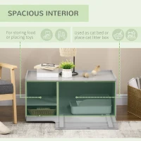 PawHut Cat Litter Box Enclosure with Spacious Interior, Cat Washroom Storage End Table for Indoor Cats with Hidden Storage Cabinet Space, Elevated Bottom, Grey(m-5)