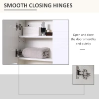 kleankin Medicine Cabinet with Mirror, Bathroom Wall Cabinet, Storage Organizer with Mirror Door, Adjustable Shelf, White(m-7)