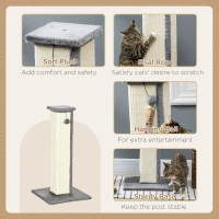 PawHut 32" Tall Cat Scratching Post for Indoor Cats and Kittens, Sisal Cat Scratcher with Hanging Ball Soft Plush, Grey(m-5)