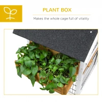 PawHut Rabbit Hutch Outdoor for 2 Rabbits, Wooden Rabbit Cage with Flower Bed, Removable Tray, Ramp(m-6)