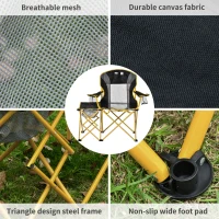 Outsunny Lightweight Camping Folding Chair Portable Fishing Seat w/ Carry Bag, Cup Holder & Side Table for Travel, Beach, Picnic, Hiking, Black & Yellow(m-5)