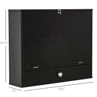 HOMCOM Wall Mounted Desk with Storage Shelves, Floating Desk with Foldable Tabletop, Space Saving Computer Writing Table for Home Office, 23.5 x 6 x 19.75 Inch, Black(m-3)