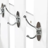 HOMCOM Entryway Organizer Unit, 3 In 1 Design Hall Tree with 6 Hooks, Mirror, Coat Rack Shoe Storage Shelf with Coat Hanger for Hallway Living Room White(m-9)