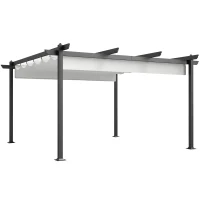 Outsunny 13' x 13' Aluminum Retractable Pergola Canopy, Outdoor Pergola for Garden, Patio, Backyard, Deck, White(m-1)