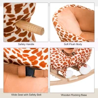 Qaba Kids Plush Rocking Horse Giraffe Style Themed Ride-On Chair Toy With Sound Brown(m-7)