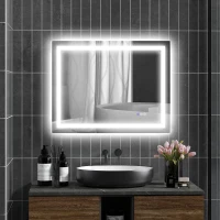HOMCOM Dimmable Bathroom Mirror with Lights, 35" x 28" Backlit/Front Lit LED Mirror, Anti-Fog, Memory, Infinite Color Temp(m-10)