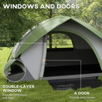 Outsunny 3000mm Waterproof Camping Tent for 2 Man, with Sewn-in Groundsheet and Carry Bag, Grey and Green(m-6)