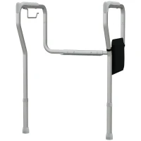 HOMCOM Toilet Safety Rail for Elderly, 300lbs Toilet Safety Frame with Adjustable Height and Width, Storage Pocket, Padded Arms, Assist Grab Bar for Seniors, Easy Installation(m-2)