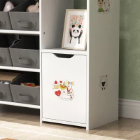 Qaba Toy Storage Organizer with 9 Non-Woven Fabric Boxes, Storage Cabinet & Shelves, for Kids Room, Nursery, Playroom, White(m-10)