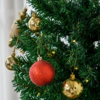 HOMCOM 6 FT Tall PreLit Artificial Christmas Tree with Realistic Branches, 250 Warm White LED Lights and 1000 Tips, Green(m-9)