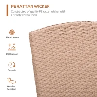 Outsunny Patio Recliner, Outdoor Reclining Chair with Flip-Up Side Table, All-Weather Wicker Metal Frame Chaise with Footrest, Cushions, Beige(m-6)