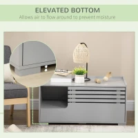 PawHut Cat Litter Box Enclosure with Spacious Interior, Cat Washroom Storage End Table for Indoor Cats with Hidden Storage Cabinet Space, Elevated Bottom, Grey(m-7)