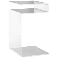 HOMCOM Modern Acrylic End Table, 2-Tier S-Shaped Side Table for Living Room, Small Spaces, 14.25" x 16.25" x 23", Clear(m-11)