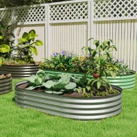 Outsunny 5' x 3' x 1' Large Outdoor Planter Box, Galvanized Raised Garden Bed with Metal Plant Stake, Silver(m-8)