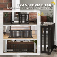 PawHut Foldable Dog Gate with Door, 4 Panels Fressstanding Pet Gate, Black(m-5)