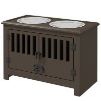 PawHut Dog Food Storage Cabinet with Bowls & Dog Feeding Station, Espresso(m-1)