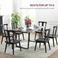 HOMCOM 63" Kitchen Table, Industrial Dining Table with Wave-edged Tabletop and Steel Legs for Up to 6 People, Cement Grey(m-6)