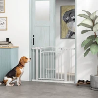 PawHut 30" Extra Tall Dog Gate w/ Cat Door, 2 Extension Kits, for Doorways, Hallways, Stairways, 30"-41" Width(m-8)