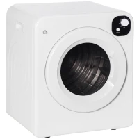 HOMCOM Compact Laundry Dryer 1300W Portable Clothes Dryer with 3.2 cu.ft Stainless Steel Drum, Front Load Electric Dryer, White(m-1)