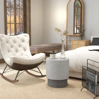 HOMCOM Lightweight Accent Table with Concrete Finish, Round Side Table with 4 Adjustable Feet for Indoor, Outdoor(m-8)