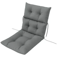 Outsunny Adirondack Chair Cushion, Tufted Rocking Chair Cushion with Ties, Non-Slip Replacement Seat Cushion for Outdoor Chair, Indoor Outdoor Cushion, Light Grey(m-2)
