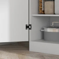 HOMCOM 70" 4-Door Storage Cabinet, Freestanding Pantry Cabinet with Adjustable Shelves for Living Room, White(m-10)