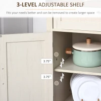 HOMCOM Farmhouse Kitchen Storage Cabinet, Sideboard Buffet Cabinet with 2 Rustic Barn Doors and Drawer, White(m-5)