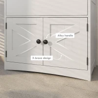 kleankin Farmhouse Bathroom Storage Cabinet, Linen Cabinet with Drawer and Shelves, 23.5" x 13" x 48.5", White(m-5)