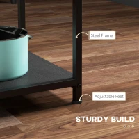 HOMCOM Round Kitchen Table for 4-6 People, 39.4 Inch Industrial Dining Table with Storage Shelves, Rustic Brown(m-6)