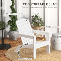 Outsunny Adirondack Chair Patio Muskoka Chair, Outdoor Poplar Wood Fire Pit Chair, Pre-Assembled Backrest Chaise Adirondack with High-back, Large Seat, for Deck, Garden, White(m-6)