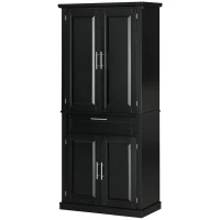 HOMCOM 72" Kitchen Pantry Cabinet, Freestanding Storage Cabinet, 4-Door Cabinet with Drawer and Adjustable Shelves, Black(m-11)