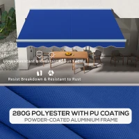 Outsunny 13' x 10' Electric Awning, Retractable Awning with LED Lights and Remote Controller for Door and Window, Blue(m-7)