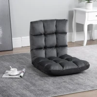 HOMCOM 13-Position Floor Folding Gaming Lazy Floor Sofa Chair Lounge Adjustable Sleeper Bed Couch Recliner, Dark Grey(m-7)