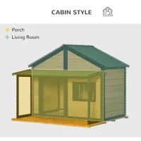 PawHut Outdoor Dog House Cabin Style, Wooden Raised Pet Kennel with Asphalt Roof, Front Door, Side Window, Porch for Medium and Large Dogs, Gray(m-4)