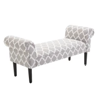 HOMCOM 52" Rolled Arm Bed Bench Bedside Footstool End of Bed Furniture Grey(m-10)