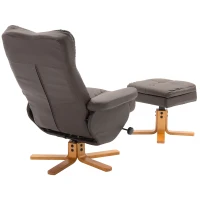 HOMCOM Leather Recliner and Ottoman Set Swivel Lounge Chair With Storage Footrest Wood Base Living Room Furniture Brown(m-10)
