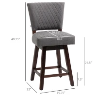 HOMCOM Set of 2 Swivel Counter Height Bar Stools with Footrest, Dark Grey(m-3)