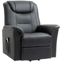 HOMCOM Electric Power Lift Chair for Elderly, PU Leather Recliner Sofa with Footrest and Remote Control, Side Pockets for Living Room, Black(m-11)