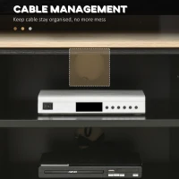 HOMCOM TV Stand for 60 inches, TV Cabinet with 2 Shelves, 2 Cable Managements and 2 Rattan Door Cabinets, Natural(m-6)