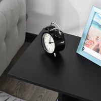 HOMCOM C-Shape Side Table End Table with Storage Open Shelf, Coffee Table on Wheels for Home Office Studio Black(m-9)