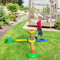 Outsunny 8pcs Balance Beam for Kids, 4 Sensory Pads and 4 Beams with Non-slip Surface & Bottom, Stackable Stepping Stones Kids for Boys Girls 3-6 Years, Multicoloured(m-8)
