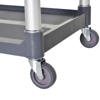 HOMCOM 3-Tier Utility Cart Large Rolling Storage Trolley with 3 Shelves Metal Clean Service Cart, Restaurant, Hotel, Livingroom, Silver and Grey(m-9)