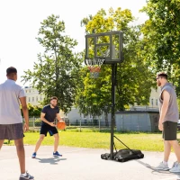 Soozier Portable Basketball Hoop System Stand Simple Lift Function from 8-10ft Adjustable for Youth Adults Indoor Outdoor Play(m-8)