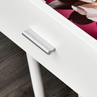 HOMCOM 47" Computer Desk Writing Table Workstation with Multi-Use Reversible File Drawers Metal Frame Home Office Furniture, White(m-10)